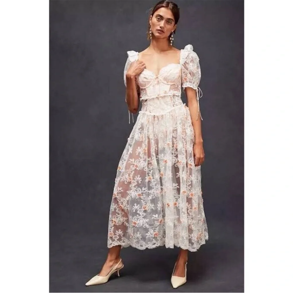 NWT Free People For Love & Lemons Tessa Midi Dress Size Small - Picture 5 of 15
